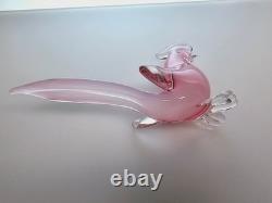 Murano glass bird pink art glass from Italy, labeled (11 cm)