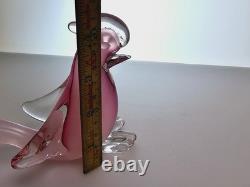 Murano glass bird pink art glass from Italy, labeled (11 cm)
