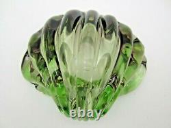 Murano green & pink sommerso Italian art glass Barbini seashell bowl