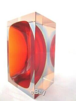 Murano multi sommerso Red/Green/Blue/Pink mandruzzato brick block art glass bowl