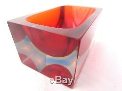 Murano multi sommerso Red/Green/Blue/Pink mandruzzato brick block art glass bowl