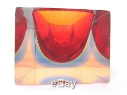 Murano multi sommerso Red/Green/Blue/Pink mandruzzato brick block art glass bowl