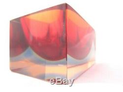 Murano multi sommerso Red/Green/Blue/Pink mandruzzato brick block art glass bowl