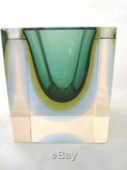 Murano sommerso green amber blue in pink glass 1.8KG designer facet cut bowl XXL