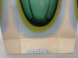Murano sommerso green amber blue in pink glass 1.8KG designer facet cut bowl XXL