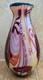 Murano-style, millefiori, pulled feather hand blown red/pink art glass vase OOAK