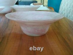 NAZEING GLASS Art Deco CLOUDY PINK DESERT SET