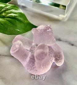 NEW Daum Mini Bear Pink Pate de Verre French Crystal Signed Retail $203