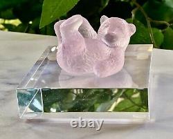 NEW Daum Mini Bear Pink Pate de Verre French Crystal Signed Retail $203