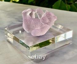 NEW Daum Mini Bear Pink Pate de Verre French Crystal Signed Retail $203