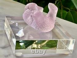 NEW Daum Mini Bear Pink Pate de Verre French Crystal Signed Retail $203