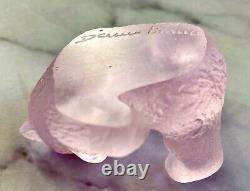 NEW Daum Mini Bear Pink Pate de Verre French Crystal Signed Retail $203