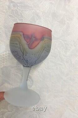 NEW Hebron Glass Wine Decanter Israel Art Glass Pink White East Hand Blown Vase