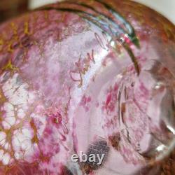 NORMAN STUART CLARKE SIGNED IRIDESCENT VASE 1987 PINK 16cm