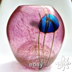 NORMAN STUART CLARKE SIGNED IRIDESCENT VASE 1987 PINK 16cm