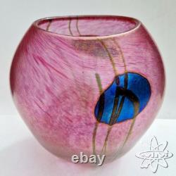 NORMAN STUART CLARKE SIGNED IRIDESCENT VASE 1987 PINK 16cm