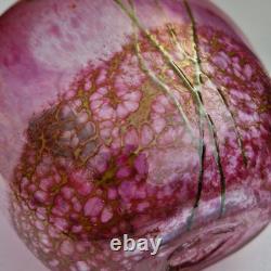 NORMAN STUART CLARKE SIGNED IRIDESCENT VASE 1987 PINK 16cm