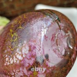 NORMAN STUART CLARKE SIGNED IRIDESCENT VASE 1987 PINK 16cm