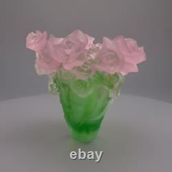 Nancy Daum Style VaseH7 Pink Green Ombré Heavy Art Glass Maker Unknown Unique