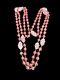 Necklace 1930s Venetian Pink Art Glass Beads Wire Link 55 inches Vintage
