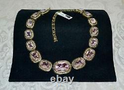 New $230 HEIDI DAUS Exquisite Elegance Crystal Art Deco Necklace Rose Pink