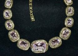 New $230 HEIDI DAUS Exquisite Elegance Crystal Art Deco Necklace Rose Pink