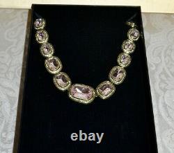 New $230 HEIDI DAUS Exquisite Elegance Crystal Art Deco Necklace Rose Pink