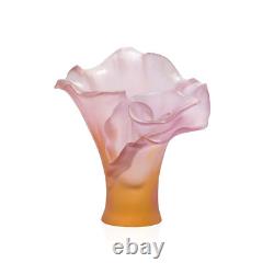 New Daum Crystal Numbered Ed. Arum Rose Vase Pink Small #05723-1 Brand Nib F/sh