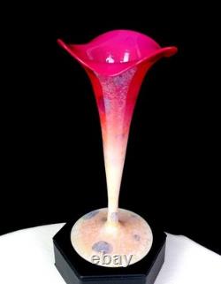 New England Glass Peachblow Agata Art Glass Pink & White 6 5/8 Lily Vase 1887