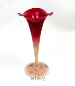 New England Glass Peachblow Agata Art Glass Pink & White 6 5/8 Lily Vase 1887