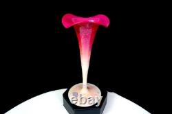 New England Glass Peachblow Agata Art Glass Pink & White 6 5/8 Lily Vase 1887