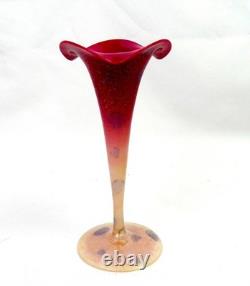 New England Glass Peachblow Agata Art Glass Pink & White 6 5/8 Lily Vase 1887