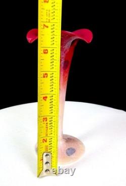 New England Glass Peachblow Agata Art Glass Pink & White 6 5/8 Lily Vase 1887