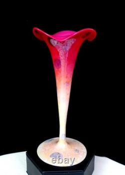 New England Glass Peachblow Agata Art Glass Pink & White 6 5/8 Lily Vase 1887