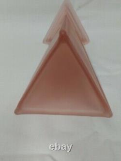 New Martinsville MODERNISTIC Era Pink Satin Art Deco Glass Triangle 8 1/2 VASE