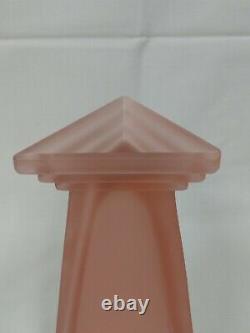 New Martinsville MODERNISTIC Era Pink Satin Art Deco Glass Triangle 8 1/2 VASE