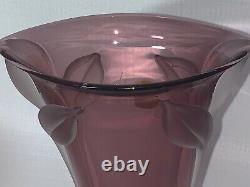 New! William Glasner Mauve-Aubergine Colored Art Glass Vase 8.75 Tall
