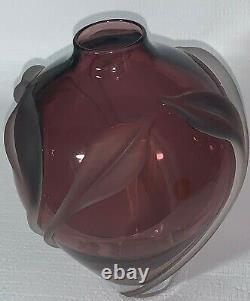 New! William Glasner Mauve Aubergine Colored Art Glass Vase 8.75 Tall