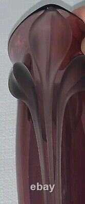 New! William Glasner Mauve-Aubergine Colored Art Glass Vase 8.75 Tall