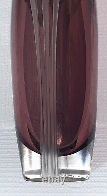 New! William Glasner Mauve-Aubergine Colored Art Glass Vase 8.75 Tall