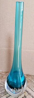 Nice Signed Gino Cenedese Murano Bud Vase Pink Art Glass Sommerso Green Blue 9