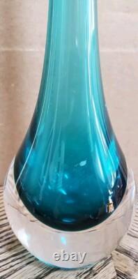Nice Signed Gino Cenedese Murano Bud Vase Pink Art Glass Sommerso Green Blue 9