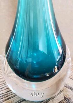 Nice Signed Gino Cenedese Murano Bud Vase Pink Art Glass Sommerso Green Blue 9