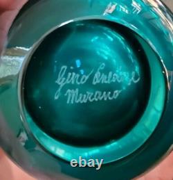 Nice Signed Gino Cenedese Murano Bud Vase Pink Art Glass Sommerso Green Blue 9
