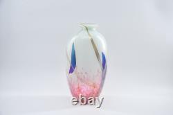 Norman Stuart Clarke'Kimono Silk' Studio Glass Vase, White and Pink Art Glass