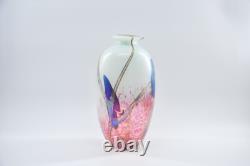 Norman Stuart Clarke'Kimono Silk' Studio Glass Vase, White and Pink Art Glass