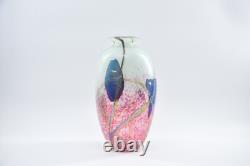 Norman Stuart Clarke'Kimono Silk' Studio Glass Vase, White and Pink Art Glass