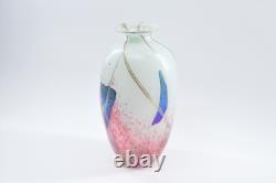 Norman Stuart Clarke'Kimono Silk' Studio Glass Vase, White and Pink Art Glass