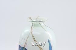 Norman Stuart Clarke'Kimono Silk' Studio Glass Vase, White and Pink Art Glass