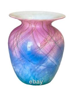 Nourot Art Glass David Lindsay Pink Blue & Green Vase
